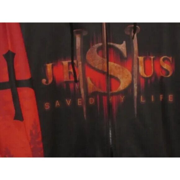 Jesus Christ Saved My Life Cross Full Zip Hoodie Jacket Sweatshirt Adult XL - Picture 8 of 9
